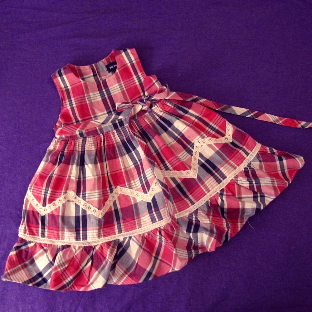 Ralph Lauren Madras Plaid Sun Dress, Bloomers 12M